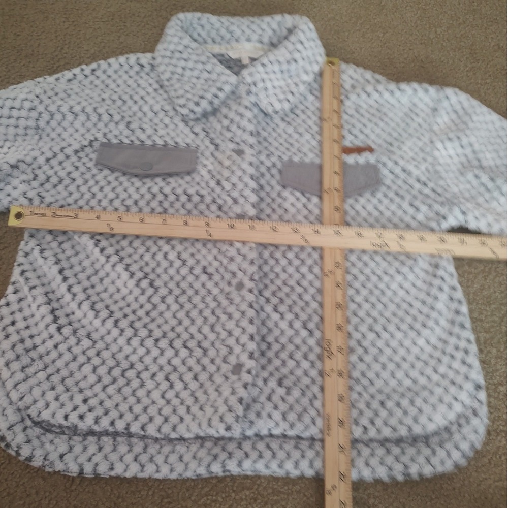 Simply Southern Shacket Womens Small Blue White Excellent Popcorn‎ Sherpa Fleece